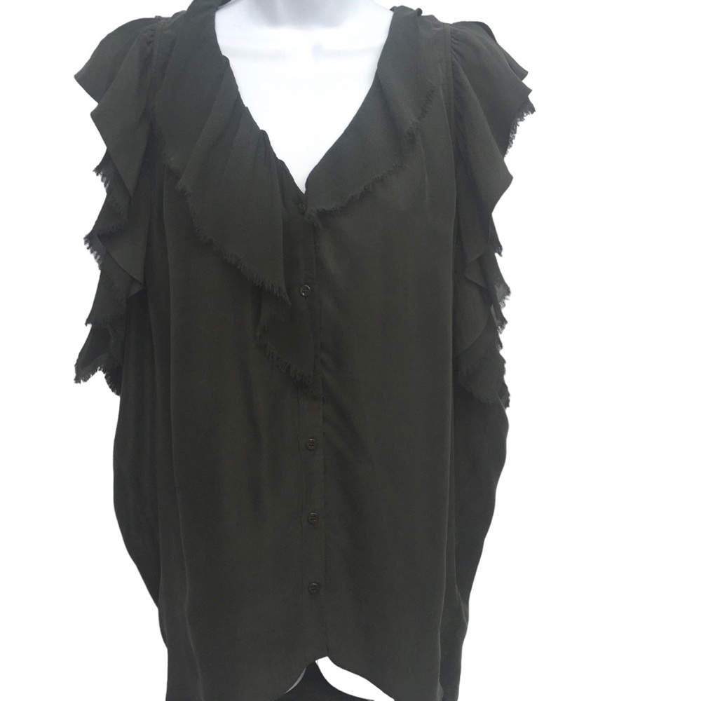 Aritzia Wilfred Silk Flutter Fray Blouse Misses size XXS